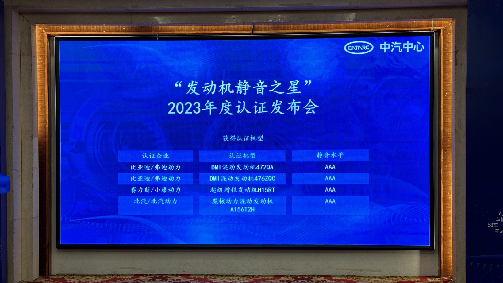 CATARC标志认证“发动机静音之星”2023年度认证发布成功举办